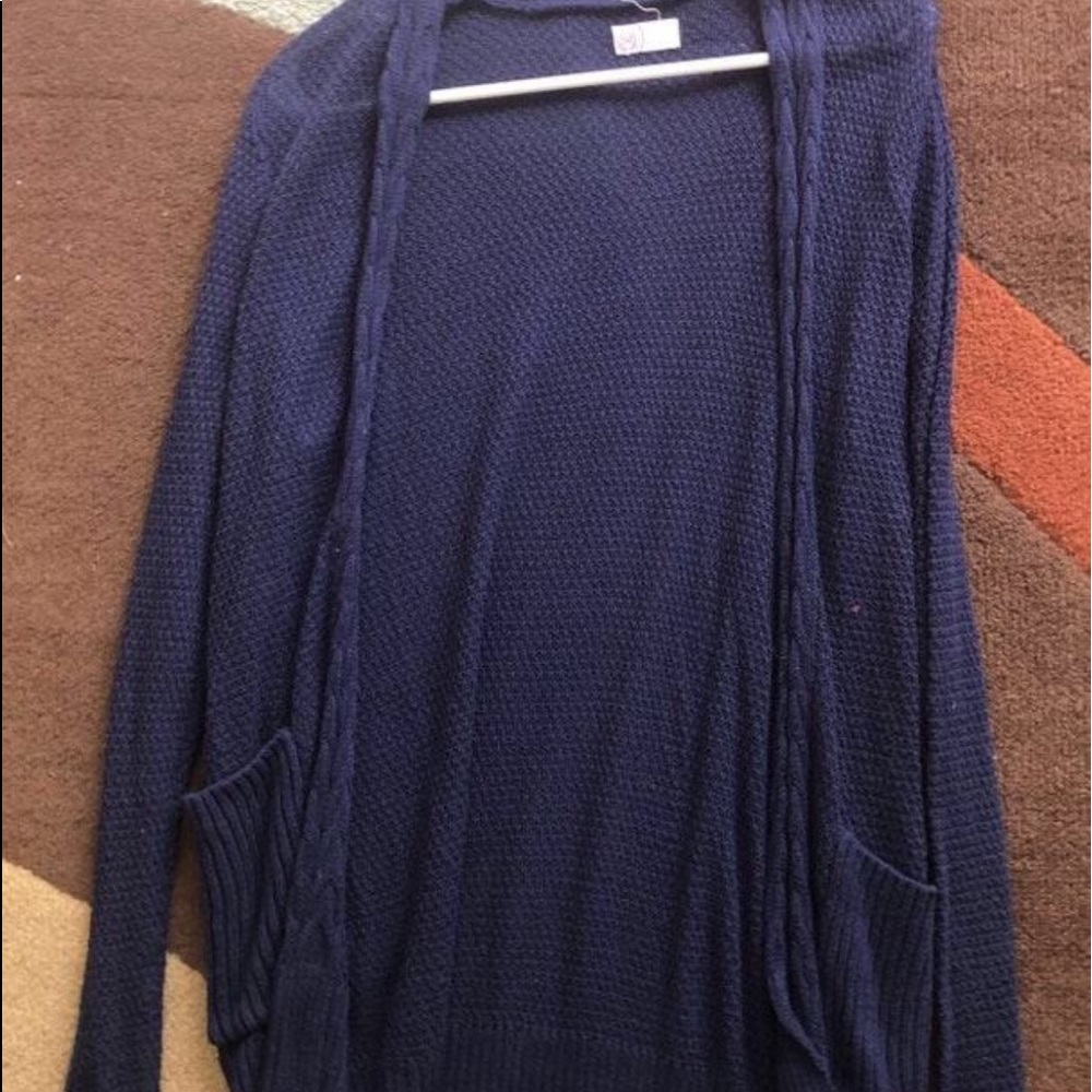 navy cardigan